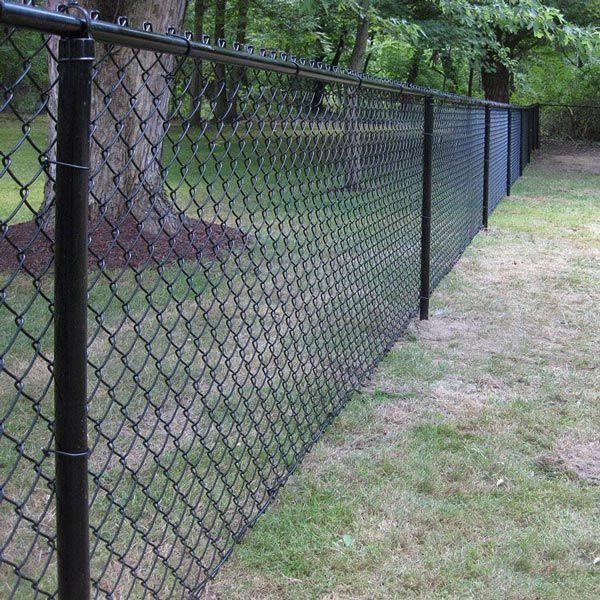 Black vinyl-coated chain link, residential perimeter, style we install